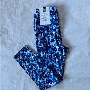 Girl’s Member’s Mark Blue Floral Leggings - Size L (10/12)